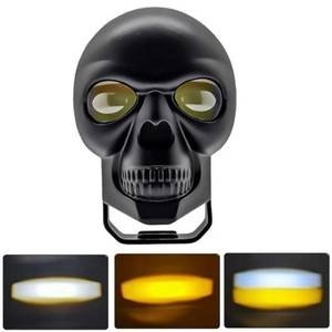 FARO CALAVERA NEGRO C/5 FUNCIONES BICOLOR BLANCO / AMARILLO