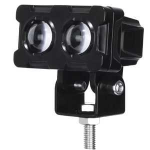FARO RECTANGULAR PARA MOTO CON 2 HIPER LEDS, ESTROBO Y LUPA,  BLANCO/AMARILLO