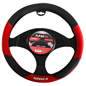 FUNDA PARA VOLANTE NEGRA MEDIANA DE 38 CM CON LOGO ROJO
