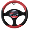 FUNDA PARA VOLANTE NEGRA MEDIANA DE 38 CM TIPO FIBRA DE CARBONO ROJO
