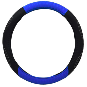 FUNDA PARA VOLANTE NEGRA MEDIANA DE 38 CM CON LINEAS 3D AZUL