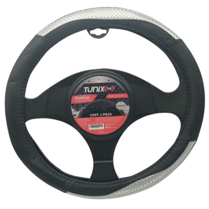 FUNDA PARA VOLANTE NEGRA MEDIANA DE 38 CM CON BRILLITOS PLATA