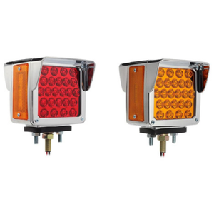 PLAFON CUADRADO CON 54 LEDS, DOBLE CARA ÁMBAR/ROJO CON FUNCIONES DERECHO 10.6*10.6*6.5 CM. ALTA, BAJA Y ESTROBO"