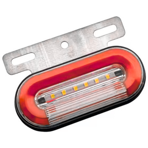 PLAFON OVALADO 7 LEDS CON GEL MULTIFUNCIONES 10-30V ROJO FUNCIÓN FIJA/ ESTROBO LUZ Y PRENDE INDEPENDIENTE CENTRO