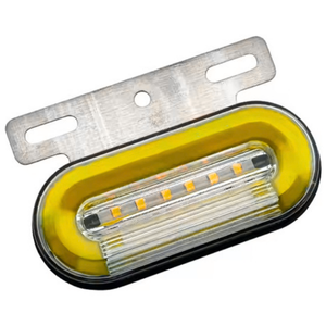 PLAFON OVALADO 7 LEDS CON GEL MULTIFUNCIONES 10-30V AMARILLO FUNCIÓN FIJA/ ESTROBO LUZ Y PRENDE INDEPENDIENTE CENTRO