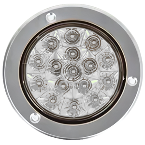 PLAFÓN REDONDO CON 16 LEDS, BISEL CROMADO, CON ALTA, BAJA Y ESTROBO BLANCO