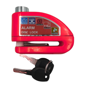CANDADO PARA DISCO DE MOTO CON ALARMA ROJO