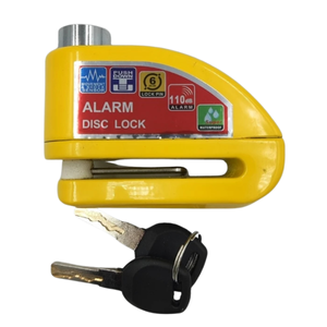 CANDADO PARA DISCO DE MOTO CON ALARMA AMARILLO