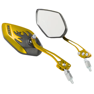 ESPEJO UNIVERSAL PARA MOTO FLAMAS AMARILLA