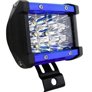 FARO CON 12 LEDS  DE LUZ BLANCA EN 3 HILERAS Y CARCASA DE COLOR. -AZUL