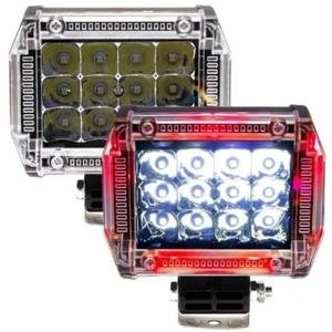 FARO RECTANGULAR 12 LEDS, FUNCION DE ESTROBO CON OJO DE ANGEL DE COLOR ROJO