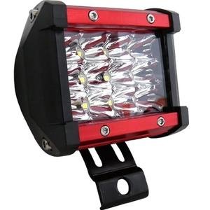 FARO CON 12 LEDS  DE LUZ BLANCA EN 3 HILERAS Y CARCASA DE COLOR ROJO