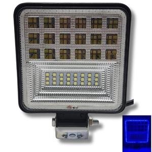 FARO DE 42 LEDS BLANCO, 126 W, 4.5inin, C/ ALTA BAJA Y FLASH, C/ AREO DE LED COB AZUL