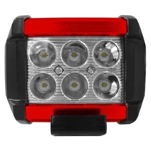 FARO CON 6 HIPER LEDS LUZ BLANCA DE 3W CADA UNO CON CARCASA DE COLOR-ROJO
