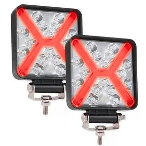 FARO CUADRADO CON 16 LEDS C/ESTROBO X C/OJO DE ANGEL  ROJO