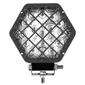 FARO HEXAGONAL CON LUPA Y REJA DE 48W CON 16 LEDS, COLOR NEGRO