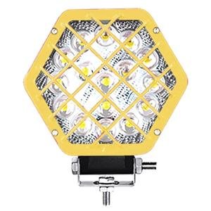 FARO HEXAGONAL CON LUPA Y REJA DE 48W CON 16 LEDS, COLOR AMARILLO