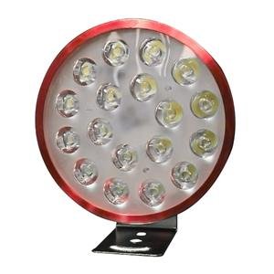 FARO REDONDO CON 18 LEDS FUNCION ALTA BAJA Y ESTROBO, CARCASA ROJA