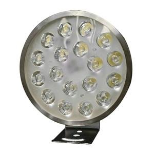 FARO REDONDO CON 18 LEDS FUNCION ALTA BAJA Y ESTROBO, CARCASA PLATA
