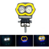 FARO PARA MOTO CON 2 LEDS LUZ BLANCA, ALTA, BAJA Y ESTROBO, CON ENTRADA USB Y OJO DE ÁNGEL TIPO GEL