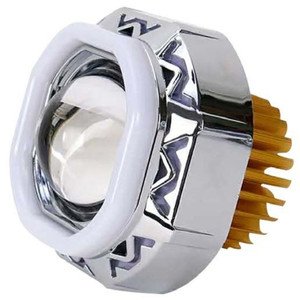 FARO PARA MOTO DE 1 LED DE LUZ BLANCA DE 18W CARCASA CUADRADA Y ARO DE LED DE COLOR-ROJO