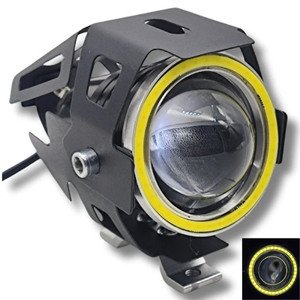 FARO P/ MOTO 1 LED COB 10w BLANCO CARCASA NEGRA ARO LED BLANCO C/ FUNCIONES