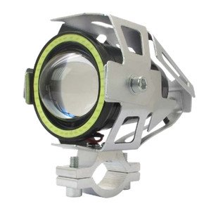 FARO P/ MOTO 1 LED COB 10w BLANCO CARCASA PLATA ARO LED BLANCO C/ FUNCIONES