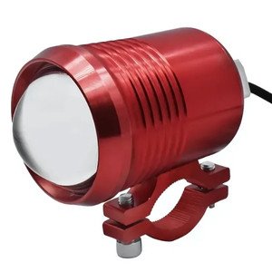 FARO P/ MOTO REDONDO DE 10W C/ ESTROBO CARCASA ROJA