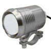 FARO P/ MOTO REDONDO DE 10W C/ ESTROBO CARCASA PLATA