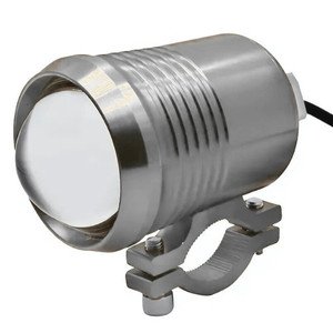 FARO P/ MOTO REDONDO DE 10W C/ ESTROBO CARCASA PLATA