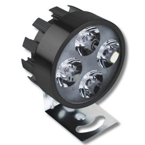 FARO P MOTO REDONDO C 4 HIPERLEDS C ESTROBO CARCASA NEGRO, BLANCO-AMBAR