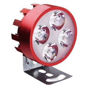 FARO MOTO REDONDO CON 4 HIPERLEDS DE 1W CARCASA ROJA C/ESTROBO