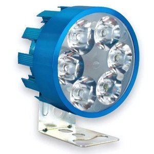 FARO P/ MOTO REDONDO C/ 6 HIPERLEDS DE 1W CARCASA AZUL C/ ESTROBO