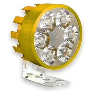 FARO P/ MOTO REDONDO 6 HIPERLEDS DE 1W CARCASA DORADA C/ ESTROBO