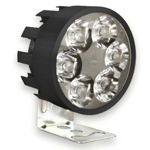 FARO P/ MOTO REDONDO C/ 6 HIPERLEDS DE 1W CARCASA NEGRA C/ ESTROBO