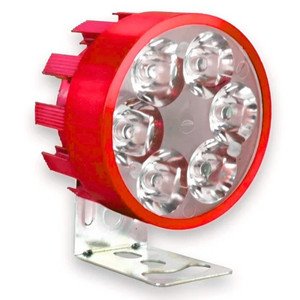 FARO P MOTO REDONDO C 6 HIPERLEDS DE 1W CARCASA ROJA C ESTROBO