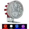 FARO REDONDO PARA MOTOCICLETA CON 6 LEDS, OJO DE ANGEL COLOR AZUL, ROJO. ESTROBO, CARCASA ROJA
