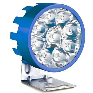 FARO MINI P/ MOTO REDONDO C/ 9 HIPERLEDS C/ ESTROBO CARCASA AZUL