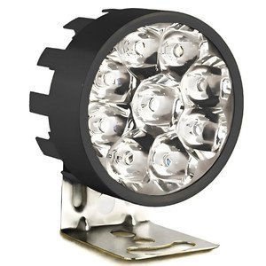 FARO MINI P/ MOTO REDONDO C/ 9 HIPERLEDS C/ ESTROBO CARCASA NEGRO