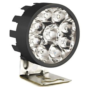 FARO MINI P/ MOTO REDONDO C/ 9 HIPERLEDS C/ ESTROBO CARCASA NEGRO BLANCO-AMBAR