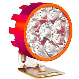 FARO MINI P/ MOTO REDONDO C/ 9 HIPERLEDS C/ ESTROBO CARCASA RED