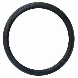 FUNDA PARA VOLANTE CHICA DE 36 CM CON COSTURAS Y ONDAS NEGRA.