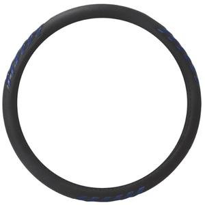 FUNDA PARA VOLANTE MEDIANA CON REFLEJANTE DE 38 CM CON PUNTAS DE FLECHA NEGRO CON AZUL.