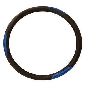 FUNDA PARA VOLANTE MEDIANA CON REFLEJANTE DE 38 CM CON FIGURA DE REJA NEGRO CON AZUL.