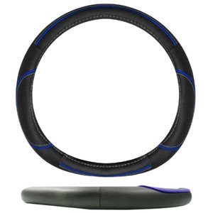 FUNDA PARA VOLANTE MEDIANA DE 38 CM NEGRA CON LÍNEA DE COLOR AZUL EN FORMA D