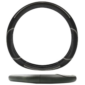 FUNDA PARA VOLANTE MEDIANA DE 38 CM NEGRA CON LÍNEA DE COLOR CROMO EN FORMA D