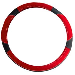 FUNDA PARA VOLANTE MEDIANA DE 38 CM NEGRA NEGRO CON ROJO.