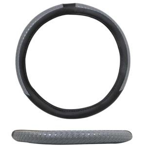 FUNDA PARA VOLANTE MEDIANA DE 38 CM DE COLOR NEGRO CON GRIS.