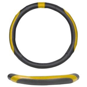 FUNDA PARA VOLANTE MEDIANA DE 38 CM DE COLOR NEGRO CON AMARILLO.