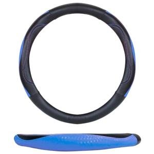 FUNDA PARA VOLANTE MEDIANA DE 38 CM DE COLOR NEGRO CON AZUL.